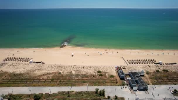Vilamoura Algarve Portugal Abril 2023 Dron Aéreo Que Comienza Playa — Vídeos de Stock