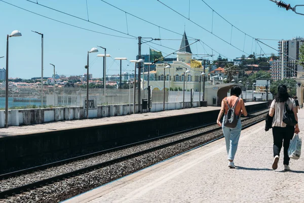 Estoril Portugal Mei 2023 Pemandangan Stasiun Kereta Estoril Jalur Cascais — Stok Foto