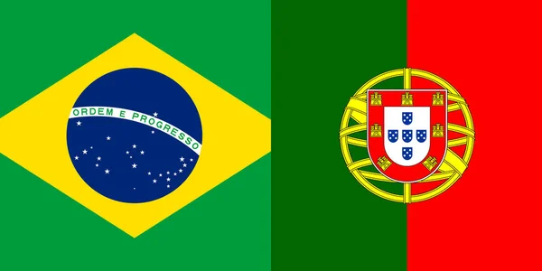 우정의 표시로 브라질 국기와 포르투갈 국기를 — 스톡 사진