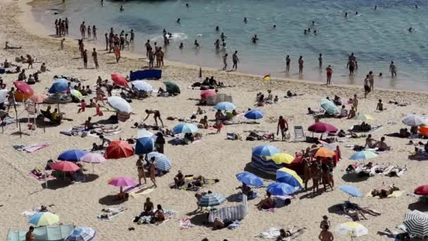 Ericeira Portugal Junio 2023 Vista Panorámica Muchas Personas Playa Pescadores — Vídeo de stock