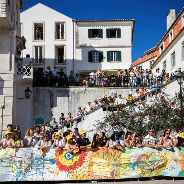 Cascais Portugalsko Srpna 2023 Lidé Vedle Nástěnné Malby Největší Světě — Stock fotografie