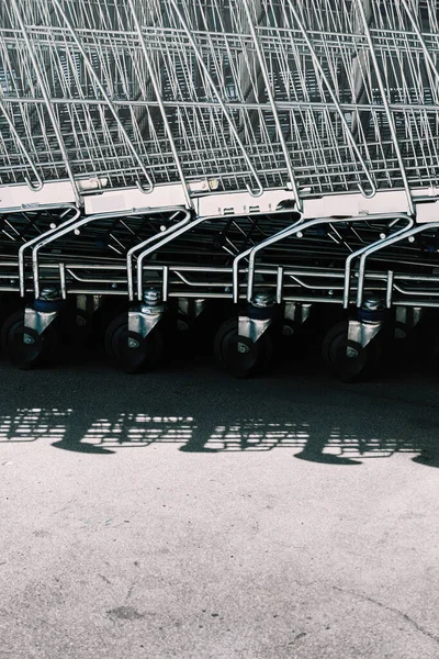Row Shopping Carts Heavy Shadow — Stock Photo, Image