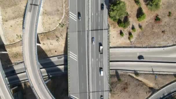 Luchtdrone Top Hyperlapse Een Verhoogde Snelweg Knooppunten Kruispunt Viaduct Ringwegen — Stockvideo