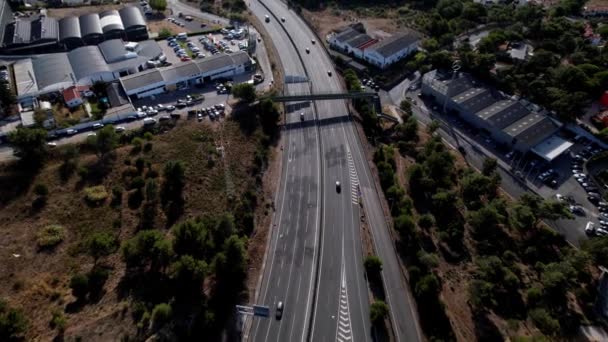 Cascais Portekiz Deki Otoyolunun Doğuya Lizbon Doğru Baktığını Gösteren Hava — Stok video