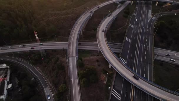 Aerial Drone Pov Tracking Highway Cascais Portugal Sunset — Vídeo de stock