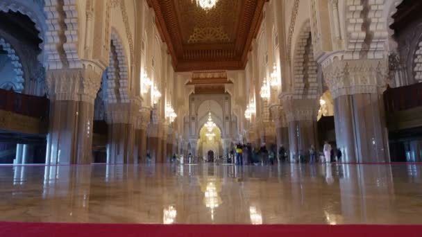 Casablanca Marruecos Noviembre 2023 Timelapse Del Interior Mezquita Hassan Casablanca — Vídeos de Stock