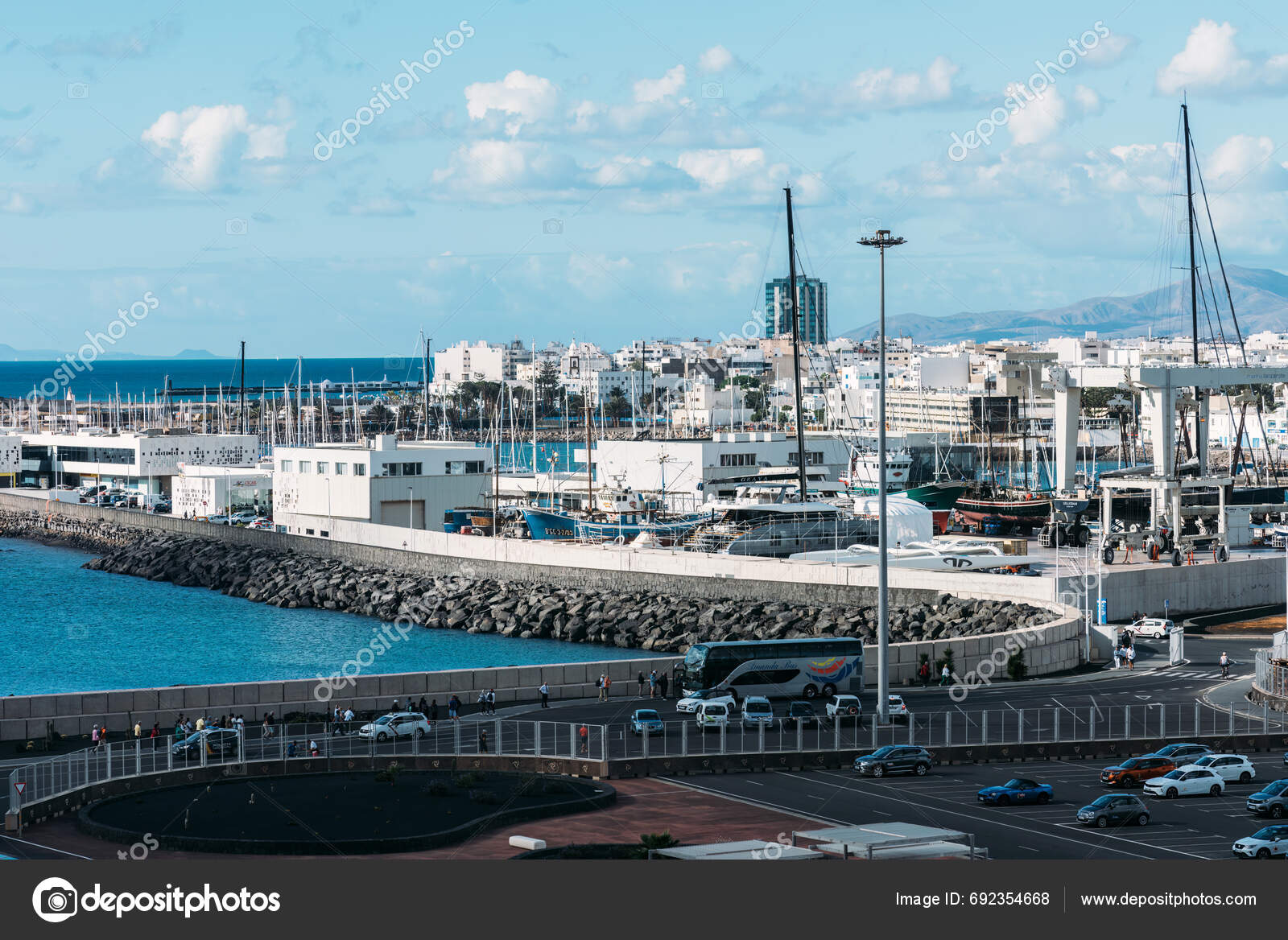 Lanzarote Spain November 2023 View Boats Baha Arrecife Marina
