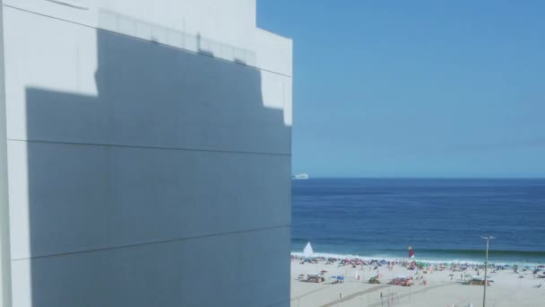 Timelapse Shadow Building Moving Wall Leme Beach Background Rio Janeiro — Vídeo de Stock