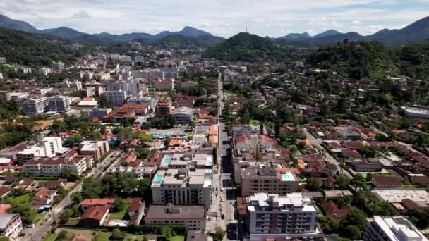 Vista Aérea Del Dron Ciudad Teresopolis Región Montañosa Río Janeiro — Vídeos de Stock
