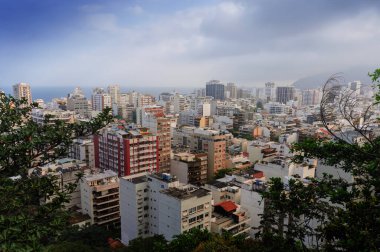 Rio de Janeiro, Brezilya 'daki Ipanema' daki binaların hava panoramik görüntüsü.