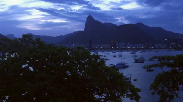 Timelapse Alta Perspectiva Bahía Botafogo Río Janeiro Brasil Atardecer Con — Vídeo de stock