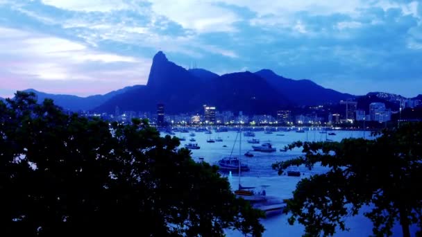 Timelapse Haute Perspective Baie Botafogo Rio Janeiro Brésil Coucher Soleil — Video