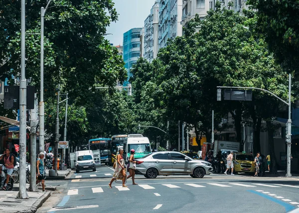 巴西里约热内卢 2024年2月7日 里约热内卢科帕卡巴那的Nosa Senhora Copacabana街 巴西在南部的Zity地区 图库照片