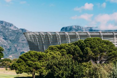 Cape Town, Güney Afrika - 2 Nisan 2024: Cape Town Stadyumunun yaz mevsimi manzarası.