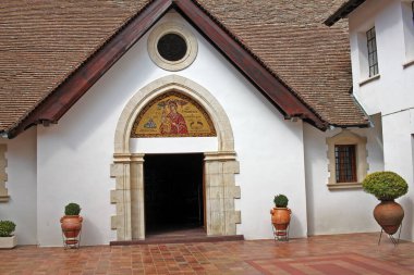 Troodos Mountains, Cyprus - September 5, 2022: Holy Monastery of Trooditissa is an Orthodox monastery dedicated to the Virgin Mary. Crystal chandelier