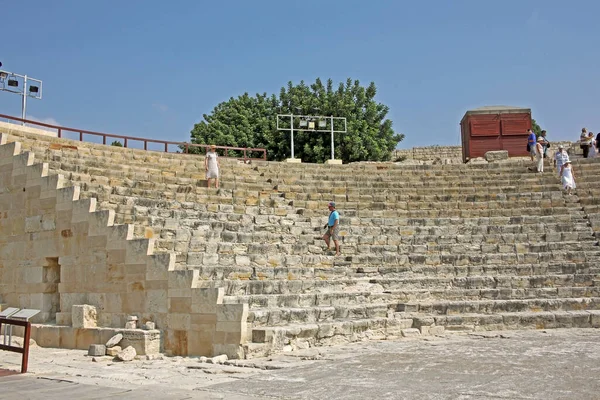 塞浦路斯库里安 2022年9月6日 库里安剧院 Theatre Kourion 是整个东地中海的典型希腊剧院 是国际古希腊戏剧节的场地吗 — 图库照片