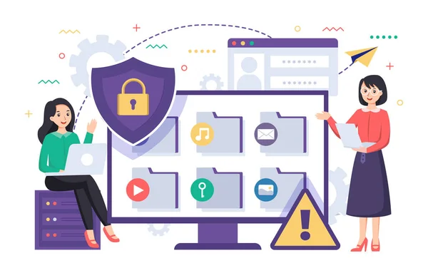 Vetor Design Proteção Dados Digitais Cibersegurança Ilustração Fundo Conceito Segurança —  Vetores de Stock
