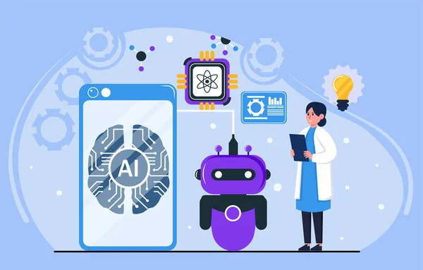 人工知能設計ベクトル Ai技術とサイバー背景とバナー 未来的な技術サービスとコミュニケーション 人工知能の概念 — ストックベクタ
