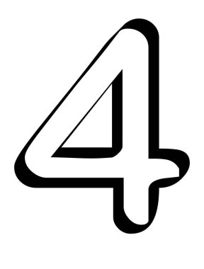 4 numara - beyaz arkaplan vektörü üzerinde dört izole
