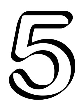 5 numara - beyaz arkaplan vektörü üzerinde beş izole