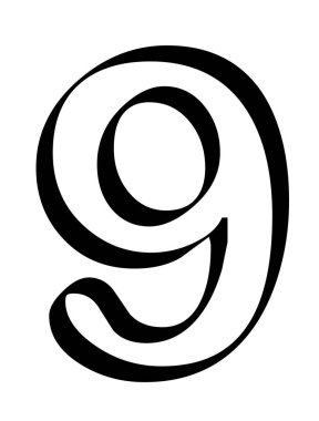9 numara - dokuz beyaz arkaplan vektörü izole edildi