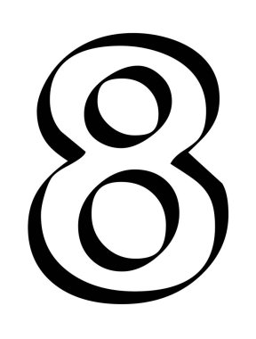 8 numara - beyaz arkaplan vektöründe sekiz izole edilmiş