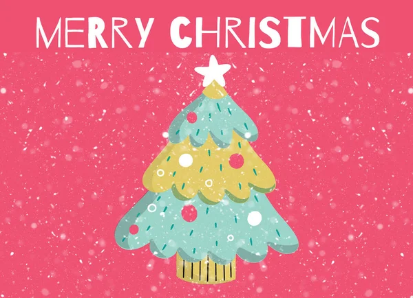 Merry Christmas Kleurrijke Wenskaart — Stockfoto