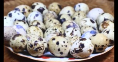 Bıldırcın yumurtası plaka üzerinde