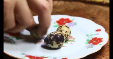 Bıldırcın yumurtası plaka üzerinde