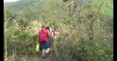 1 Ocak 2025, Hai Duong, Vietnam. Bir grup insan dağlara ve ormanlara tırmanıyor.