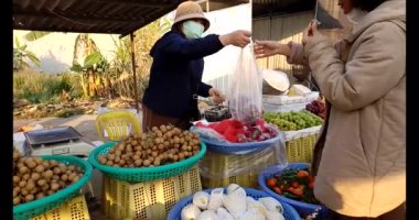 13 Ocak 2025, Hai Duong, Vietnam. Kırsal bölgedeki Tet pazarında yeni yıl pazarı