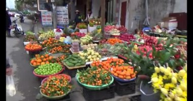 26 Ocak 2025, Hai Duong, Vietnam. Vietnam 'da Tet. Vietnam 'da yıl sonu çiçek pazarı. Piyasa çok fazla şeftali çiçeği ve kumkat satıyor.