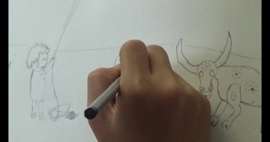 Bufalo çizen çocuk.