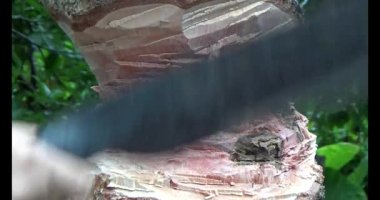 Adam beton döküyor.