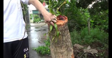 Adam beton döküyor.