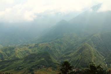 Vietnam 'daki dağ manzarası