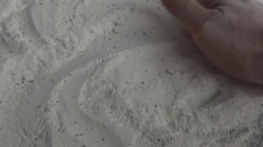 Beyaz un içinde sürünen buğday bitleri.