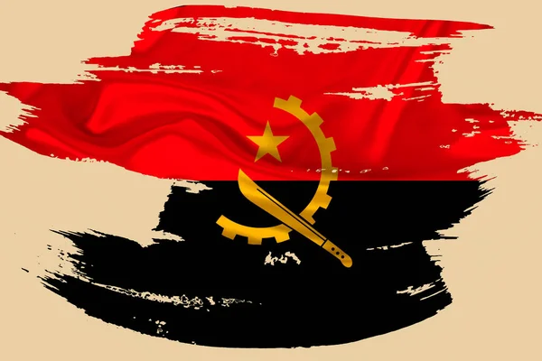 National Flag Angola Creative Grunge Brushstroke Flag Isolated Background Concept — Stock Photo, Image