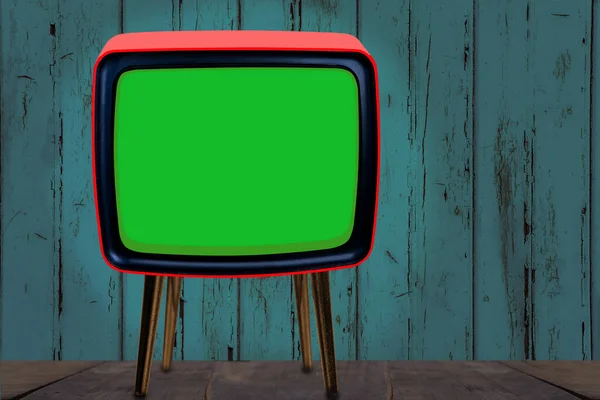 Παλαιά Vintage Αναλογική Τηλεόραση Πράσινη Κενή Οθόνη 1970 1980 Έννοια — Φωτογραφία Αρχείου