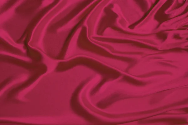 淡紫色漂亮缎子 带有柔软褶皱面料 丝绸背景 洋红色 热粉色纹理成分 设计师的复制空间 流行色彩趋势2023 — 图库照片