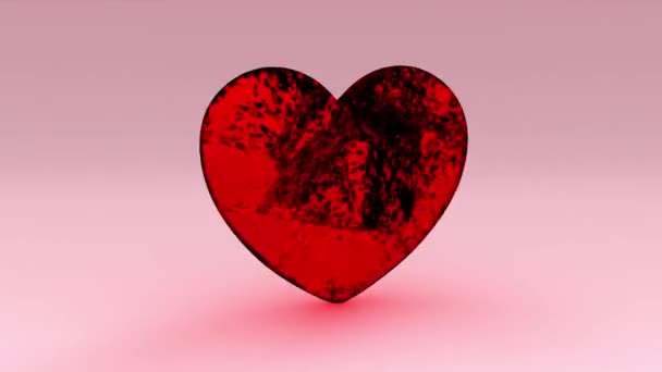 Czerwony Błyszczący Błyszczący Głośność Kryształ Serce Faceted Model Obraca Się — Wideo stockowe