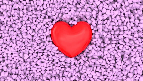 Modèle Coeur Volume Rouge Réside Dans Dispersion Petits Coeurs Pilules — Photo