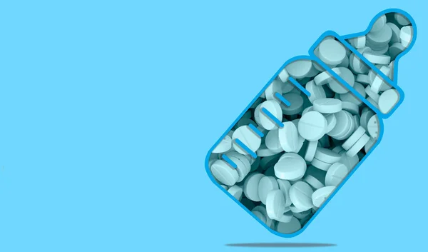Läkemedel Vitaminer Tabletter Piller Nappflaska För Nyfödda Begreppsfarmakologi För Barn — Stockfoto