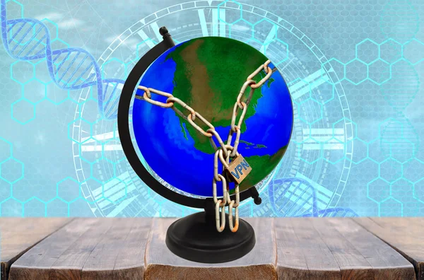 Virtual Private Network Globe Earth Virtuelles Netzwerk Tech Background Business — Foto Stock