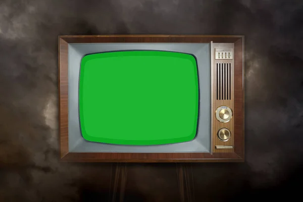 Παλιά Vintage Αναλογική Τηλεόραση Πράσινη Κενή Οθόνη 1960 1970 Έννοια — Φωτογραφία Αρχείου