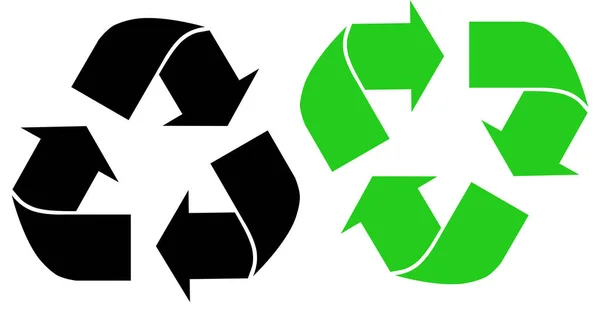 stock image Eco black, green illustration material recycling sign, white isolated waste on white background, recycle symbol set, web element design for website, app or infographic material