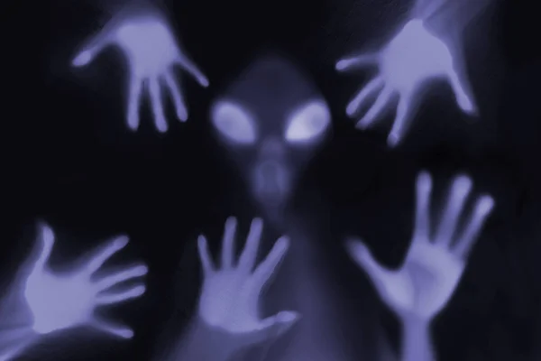 Eerie Blurry Image Humanoids Other Planets Frightening Creatures Appear Have — Stockfoto