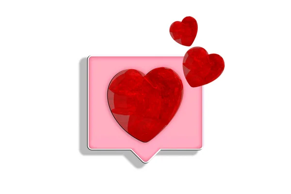 Heart Notification Social Media Notification Icon Red Glossy Volume Heart — Zdjęcie stockowe