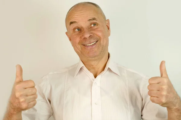 Close Part Funny Male Face Mature Satisfied Man Years Old — Stockfoto