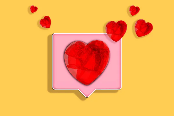 Ειδοποίηση Μέσα Κοινωνικής Δικτύωσης Όπως Εικονίδιο Κόκκινο Γυαλιστερό Καρδιά Όγκο — Φωτογραφία Αρχείου